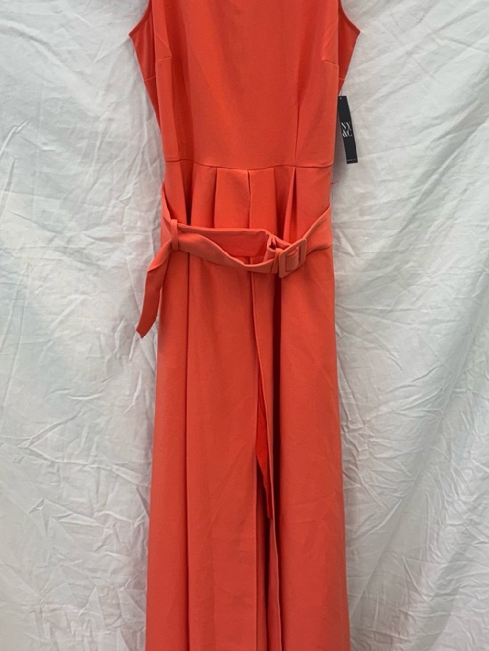 New York & Company Coral-Orange Sleeveless Jumpsuit